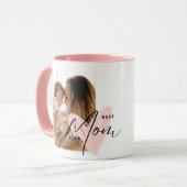 Beste Mama je rosa Niedliche Herzschrift Tasse (Vorderseite Links)