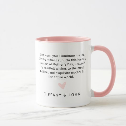 Beste Mama je rosa Niedliche Herzschrift Tasse (Rechts)