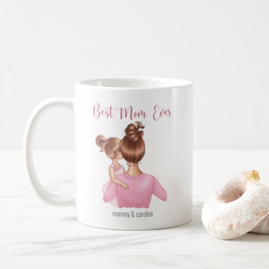 Beste Mama je rosa Personalisiert Kaffeetasse (Mit Donut)
