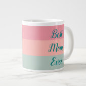 Beste Mama je rosa Pfirsich Aquamarine Typografie- Jumbo-Tasse (Vorderseite Rechts)
