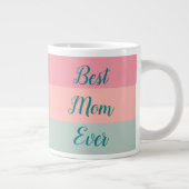 Beste Mama je rosa Pfirsich Aquamarine Typografie- Jumbo-Tasse (Rechts)