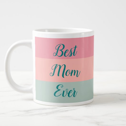 Beste Mama je rosa Pfirsich Aquamarine Typografie- Jumbo-Tasse (Links)