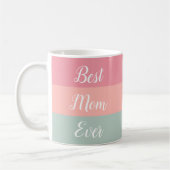 Beste Mama je rosa Pfirsichpfirsich Aquamarine Kal Kaffeetasse (Links)