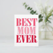 Beste Mama je rosa Text Sprichwort Postkarte (Stehend Vorderseite)