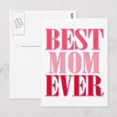 Beste Mama je rosa Text Sprichwort Postkarte (Vorne/Hinten)
