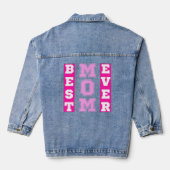 Beste Mama je Rosa Typografie Mütter Tagesgeschenk Jeansjacke (Rückseite)