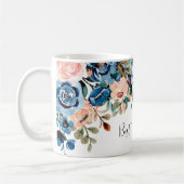 Beste Mama je rosa und blaue Aquarellfarben Blume Kaffeetasse (Links)