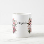 Beste Mama je Rosa und Rote Blüte Personalisiert Kaffeetasse (Mittel)