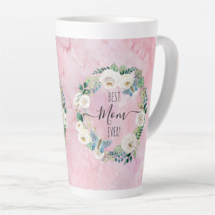 Beste Mama je Rosa und weißer Floral Watercolor Milchtasse