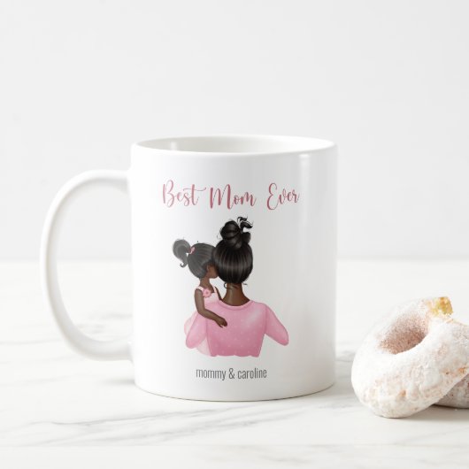 Beste Mama je rosa Weiß Kaffeetasse (Mit Donut)