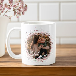 Beste Mama je Rose Gold Glitzer Foto Muttertag Kaffeetasse