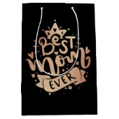 Beste Mama je Rose GoldBlack Mother Day Medium Mittlere Geschenktüte (Vorderseite)