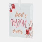Beste Mama je Rote Rose Wasserfarbenmutter Ornament Aus Glas (Vorderseite links)