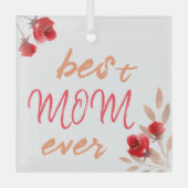 Beste Mama je Rote Rose Wasserfarbenmutter Ornament Aus Glas (Vorderseite)