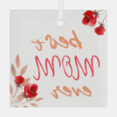 Beste Mama je Rote Rose Wasserfarbenmutter Ornament Aus Glas (Rückseite)