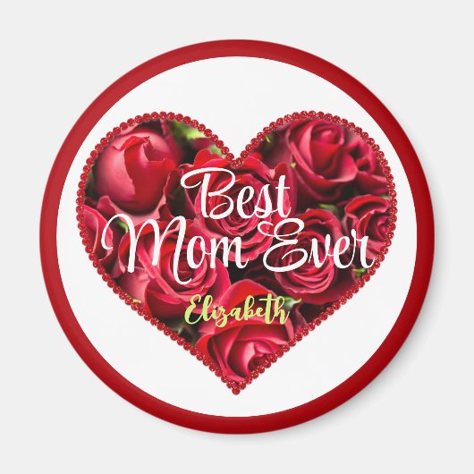 Beste Mama je Rotes Herz Elegante Moderne Mütter T Magnet (Vorne)