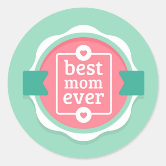 Beste Mama je Runder Aufkleber (Vorderseite)