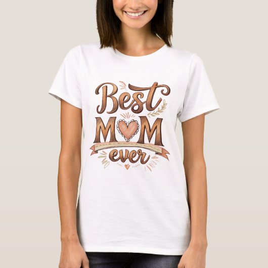 Beste Mama je rustikale Typografie mit Herz T-Shirt (Vorderseite)