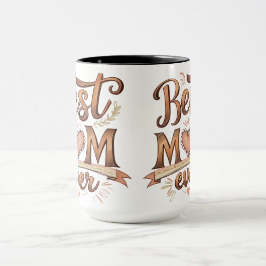 Beste Mama je rustikale Typografie mit Herz Tasse (Zentrum)