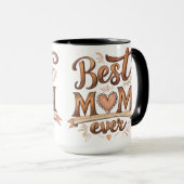 Beste Mama je rustikale Typografie mit Herz Tasse (VorderseiteRechts)