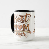 Beste Mama je rustikale Typografie mit Herz Tasse (Vorderseite Links)