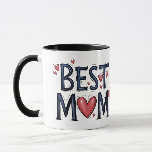 Beste Mama je rustikale Typografie mit Herz Tasse (Links)