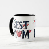 Beste Mama je rustikale Typografie mit Herz Tasse (Vorderseite Links)