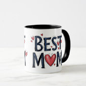 Beste Mama je rustikale Typografie mit Herz Tasse (VorderseiteRechts)