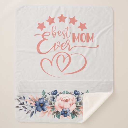 Beste Mama je rustikaler Boho Blumenmutter-Tag Sherpadecke (Vorderseite)