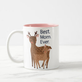 Beste Mama je Rustikaler Tag Hirsche und Baby Foto Zweifarbige Tasse