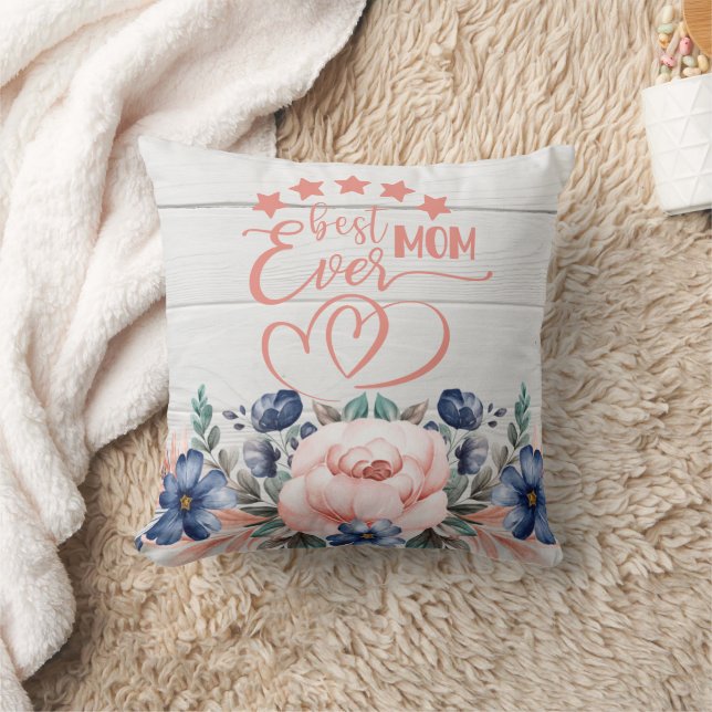 Beste Mama je rustikales Blumengeschenk Kissen (Decke)