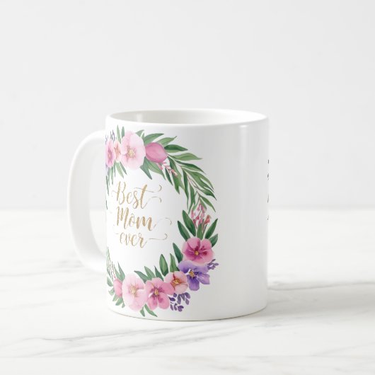 Beste Mama je Schöne Flora Kaffeetasse (Vorderseite Links)
