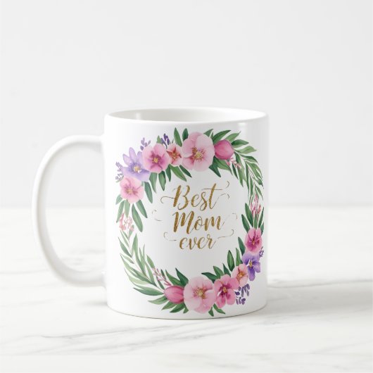 Beste Mama je Schöne Flora Kaffeetasse (Links)