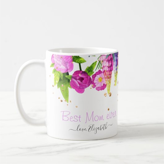 Beste Mama je Schöne florale Zwei-Tonen-Kaffee-Tas Kaffeetasse (Links)