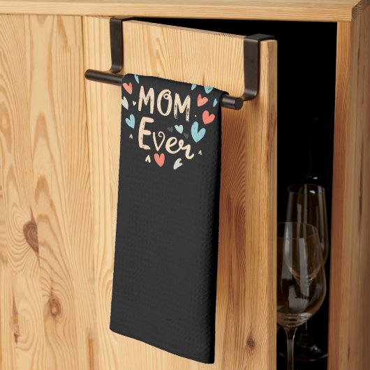 Beste Mama je schwarz farbig Geschirrtuch (Drittel gefaltet)