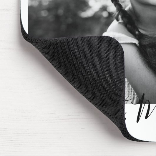 Beste Mama je Schwarz und Weiß-Script-Foto Mousepad (Ecke)