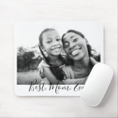 Beste Mama je Schwarz und Weiß-Script-Foto Mousepad (Mit Mouse)