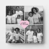Beste Mama je Schwarz-weiß elegante 4 Foto Fotoplatte (Vorderseite)