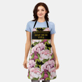 Beste Mama je schwarzer Goldene Name Rosa Peony Fl Schürze (Getragen)