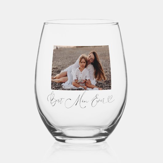 Beste Mama je Script-Foto Weinglas Ohne Stiel (Vorderseite)