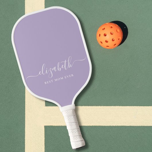 Beste Mama je Script Monogram Lavendel Pickleball Schläger
