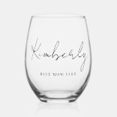 Beste Mama je Script Monogram Weinglas Ohne Stiel (Vorderseite)