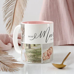 Beste Mama je Script Mütter Tag 5 FotoCollage Zweifarbige Tasse
