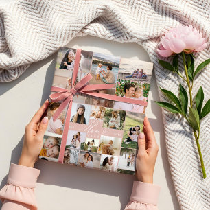 Beste Mama je Script Mütter Tagesfoto Collage Geschenkpapier Set