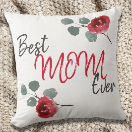 Beste Mama je Script Rose Wasserfarben Kissen
