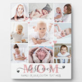 Beste Mama je Skript 9 Foto Collage Herz Custom Fotoplatte (Vorderseite)