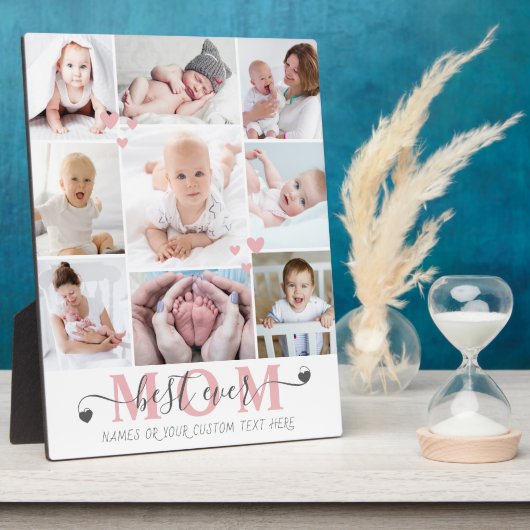 Beste Mama je Skript 9 Foto Collage Herz Custom Fotoplatte (Seite)