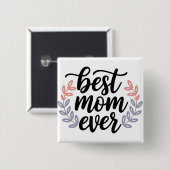 Beste Mama je Skript mit zartem Leaf Button (Vorne & Hinten)
