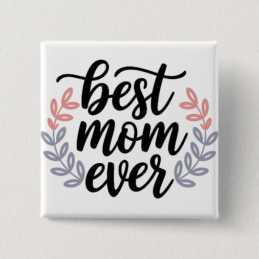Beste Mama je Skript mit zartem Leaf Button (Vorderseite)