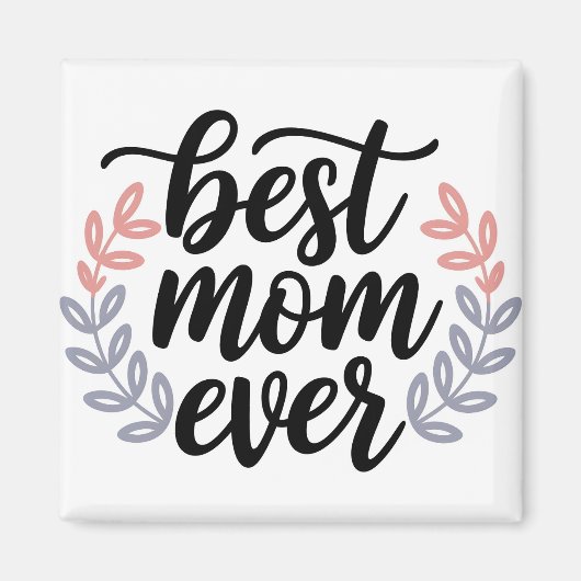Beste Mama je Skript mit zartem Leaf Magnet (Vorne)